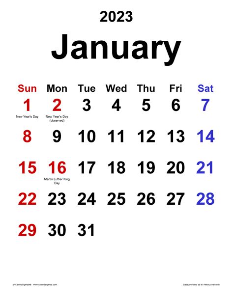 Printable January 2023 Calendar With Notes | Free Letter Templates