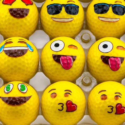 12 Pack Yellow Emoji Practice Golf Balls Emoticon Smiley Face 2-Ply Novelty Spor | eBay