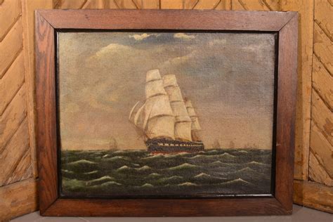 Primitive Antique Ship Oil Painting | 261850 | Sellingantiques.co.uk