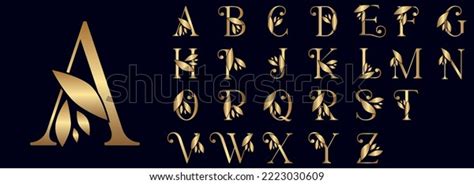 Premium Gold Leaf Logo Font Stock Vector (Royalty Free) 2223030609 | Shutterstock