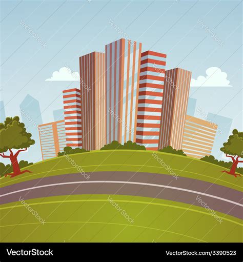 Cartoon cityscape Royalty Free Vector Image - VectorStock