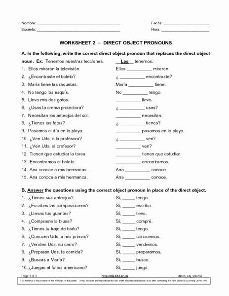 50 Spanish Subject Pronouns Worksheet