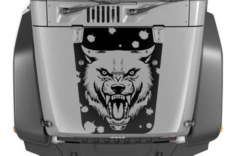 Vinyl Decal Graphics WOLF Hood Wrap Kit for Jeep Wrangler Rubicon 2007 ...