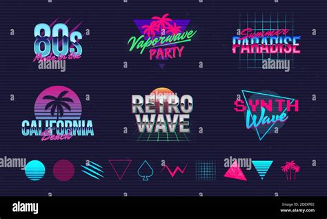 6 Retro neon logo templates and 10 elements to create your own design ...