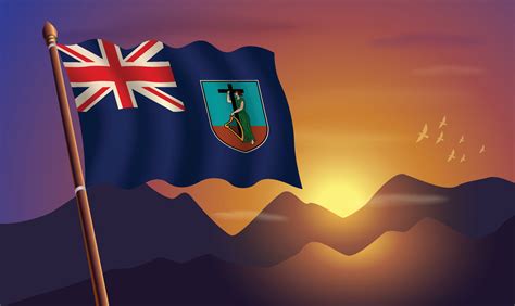 Montserrat flag with mountains and sunset in the background 20896266 Vector Art at Vecteezy