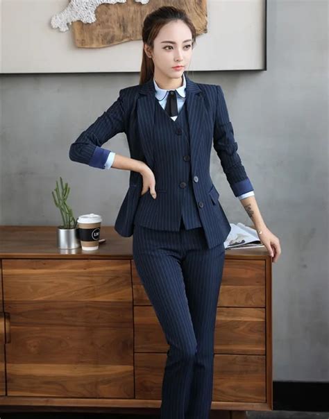 New Style 2018 Women Business Suits 3 Piece Vest, Pant and Jacket Set Ladies Work Wear Office ...