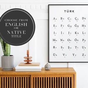 Turkish Alphabet Printable Art, Turkish Digital Print, Alphabet Chart ...