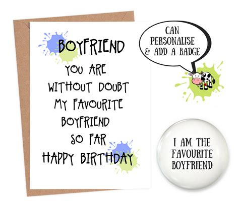 Birthday card for boyfriend | funny birthday card | personalised