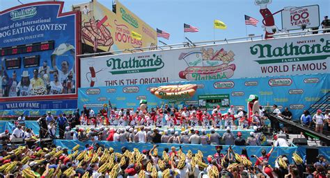 Professional Eaters Compete In Annual Nathan's Hot Dog Eating Contest