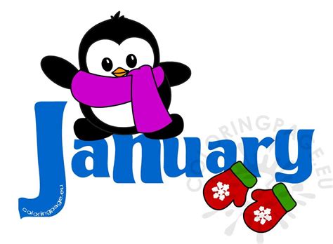 January month penguin clip art – Coloring Page