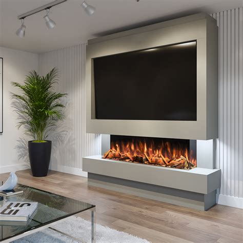 Pre-Built Media Wall with Electric Fireplace - Package 10 – Firefly Direct UK - Electric ...