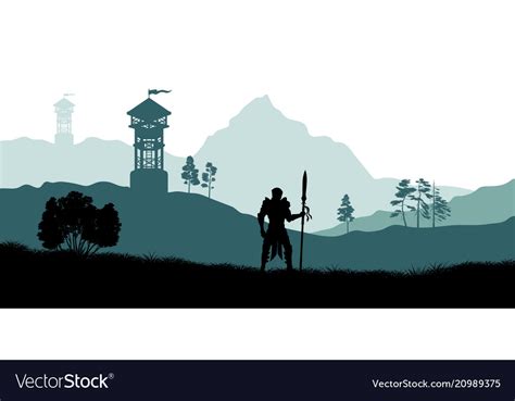 Black silhouette of knight Royalty Free Vector Image