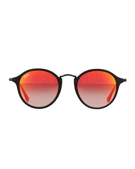 Ray-ban Round Acetate Sunglasses W/mirror Lenses in Orange | Lyst