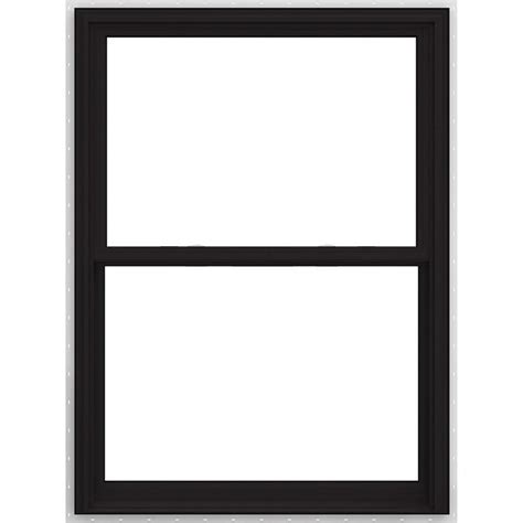 JELD-WEN V-2500 Vinyl New Construction Egress Black Exterior Double Hung Window (Rough Opening ...