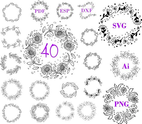 Wreath SVG Files, Floral Wreath Svg, Vector, Cricut, Silhouette ...