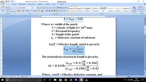 Microstrip Patch Antenna Design Equations