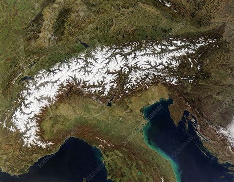 The Alps, satellite image - Stock Image - E520/0456 - Science Photo Library