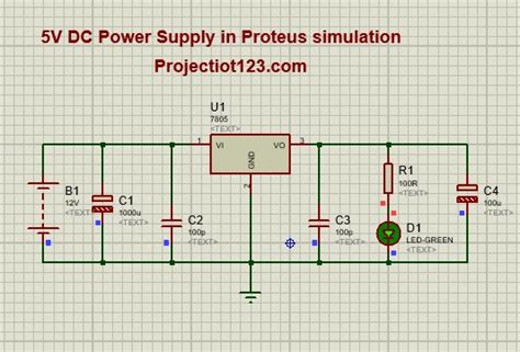 5v DC power supply in proteus simulation - projectiot123 is making ...