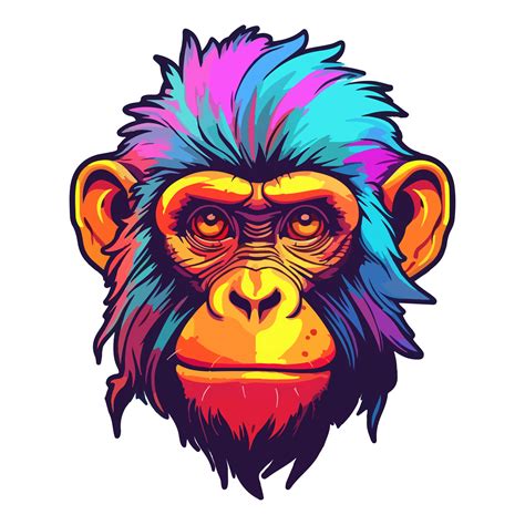 Colorful Cool Monkey Head pop art style, Monkey Sticker, pastel cute colors, generative ai ...