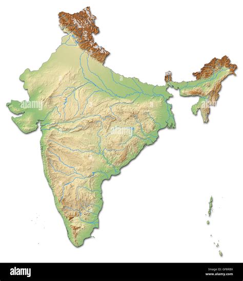 Relief map of India with shaded relief Stock Photo - Alamy