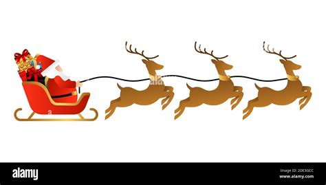 Santa Claus on a sleigh with reindeer vector illustration isolated on ...