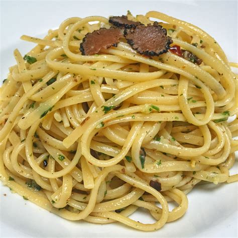 Foodista | Recipes, Cooking Tips, and Food News | Pasta con aglio e olio and black truffle ...