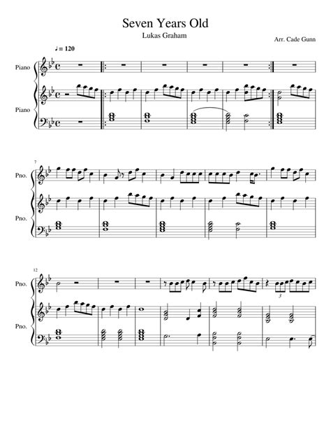 Seven Years Old sheet music for Piano download free in PDF or MIDI