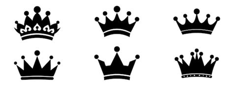 Premium Vector | Crown icon black king crown symbol set of isolated crown icons