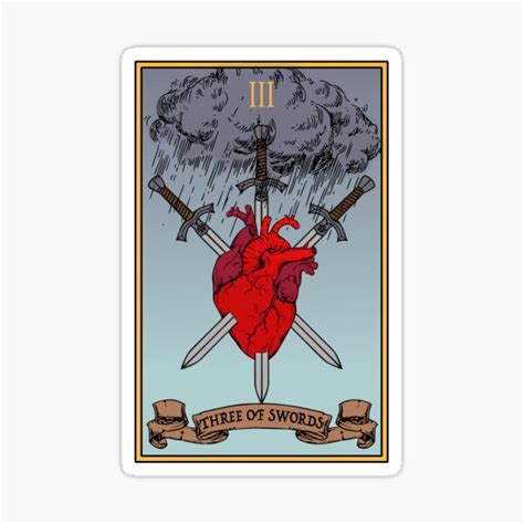 "Three of Swords Tarot" Sticker for Sale by RavenWake | Redbubble