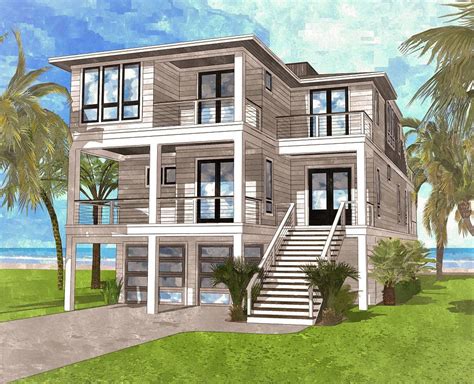 Plan 15220NC: Coastal Contemporary House Plan with Rooftop Deck ...