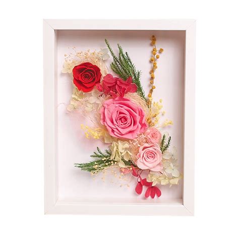 Khung ảnh hoa hồng vĩnh cửu - Khung trắng 17x22cm