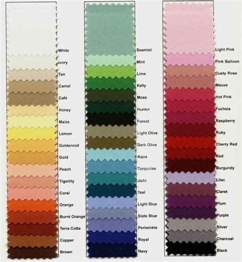 Linen Color Chart | Party Plus Erie