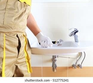 Plumber Uniform Bathroom Plumber Holding Wrench Stock Photo 512775241 ...