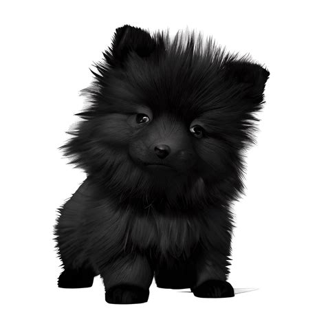 Inquisitive Black German Spitz Puppy · Creative Fabrica