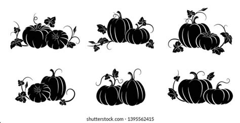 Pumpkin Set Silhouettes Different Pumpkins Isolated Stock Vector ...