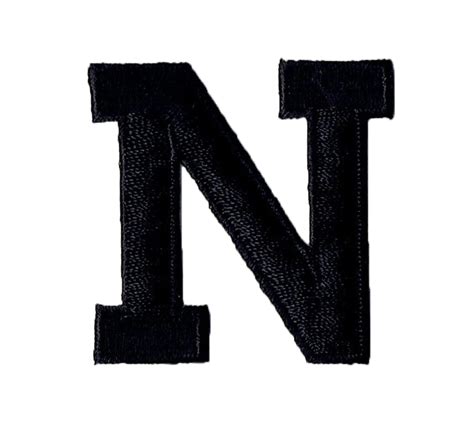 Alphabet Letter - N - Color Black - 2" Block Style - Iron On Embroidered Applique Patch ...