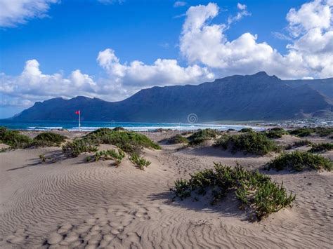 Lanzarote - Famara beach stock photo. Image of sand, travel - 97693216