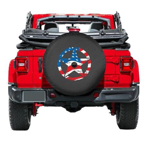 Jeep JL Wrangler Spare Tire Cover - Distressed Star American Flag Jeep Wrangler Tire Covers ...