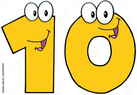 Number Ten Cartoon Character Stock Vector | Adobe Stock