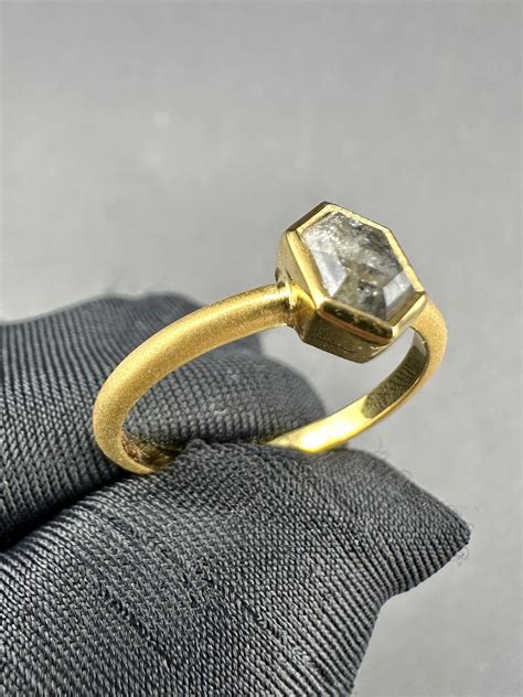 0.77ct Hex Rose Cut Diamond Halo Ring | 14k Yellow | Sizeable 4-10 – C.M. Buxton