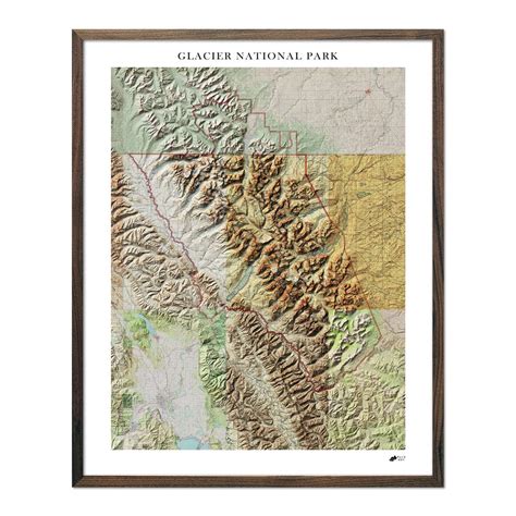 Glacier Shaded Relief Map - Muir Way