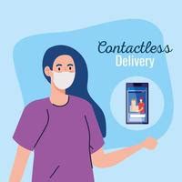 Free: safe contactless delivery courier by covid 19, stay home, order goods online by smartphone ...
