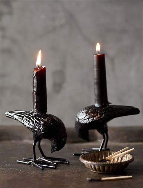 Black raven candle holders