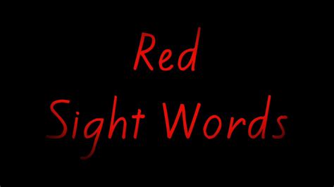 Red Sight Words (NZ) - YouTube