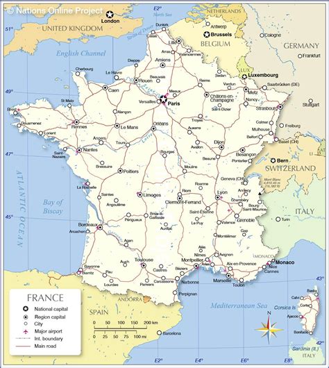 International airports in France map - France airports map ...