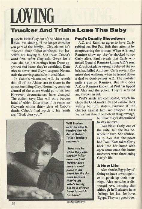 Classic Loving Soap Opera Digest Synopses — LOVING Soap Opera Digest Synopsis (March 19, 1991)