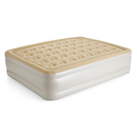 Serta Queen Size Double High Air Mattress with NeverFlat AC Pump, Brown, 18-in Height, 60-in ...