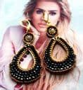 Black & Gold Chandelier Earrings
