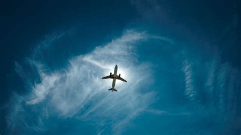 Wallpaper Airplane, from bottom view, sky, clouds, flight 3840x2160 UHD 4K Picture, Image