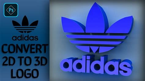 the adidas logo is displayed in front of a blue and black sign that reads convert to 3d